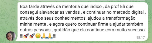 Depoimento de aluna 4 sobre a mentoria da Profª Eli