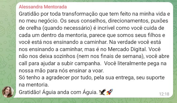 Depoimento de aluna 7 sobre a mentoria da Profª Eli